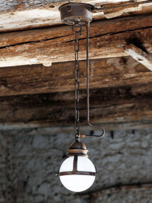 Подвесной светильник Чимоза (Альдо Бернарди, Италия) из состаренной литой латуни