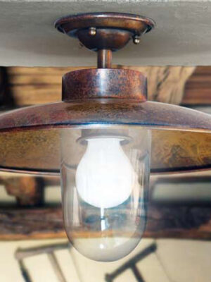 Потолочный светильник Набукко (Альдо Бернарди, Италия) из латуни и состаренной меди