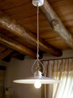 Подвесной светильник Тэза (Альдо Бернарди, Италия), из керамики белого цвета