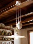 Подвесной светильник Тэза (Альдо Бернарди, Италия), из белой керамики, с противовесом