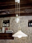 Подвесной светильник Тэнда (Альдо Бернарди, Италия), из керамики, с белым матовым плафоном из стекла