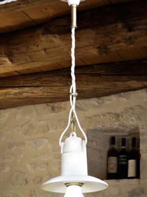 Подвесной керамический светильник Исола (Альдо Бернарди, Италия), белого цвета
