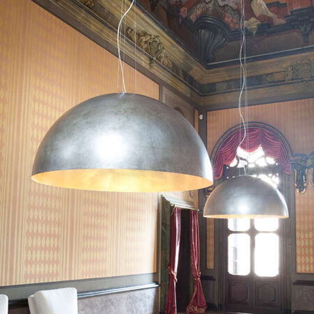 Светильник полусфера Мунлайт (Альдо Бернарди, Италия), подвесной, на стальных струнах, из стали