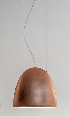 Подвесной керамический светильник Сфогио (Альдо Бернарди, Италия), светодиодный, на двух стальных тросах, с покрытием из меди