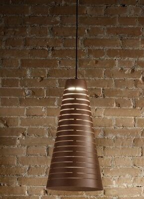 Подвесной светильник Сервино (Альдо Бернарди, Италия), из металла, цвета кортеновской стали
