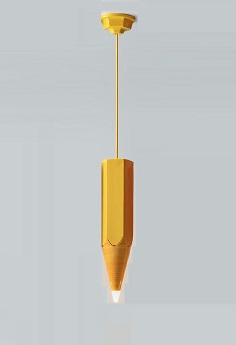 Подвесной керамический светильник Лапис (Альдо Бернарди, Италия), в виде карандаша, желтого цвета